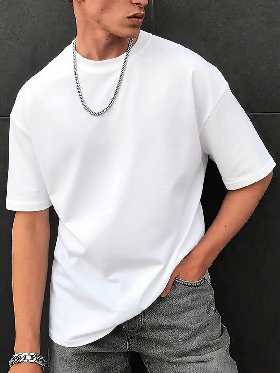 Men's Summer Solid Color Oversized Crew Neck Short Sleeve T-Shirt