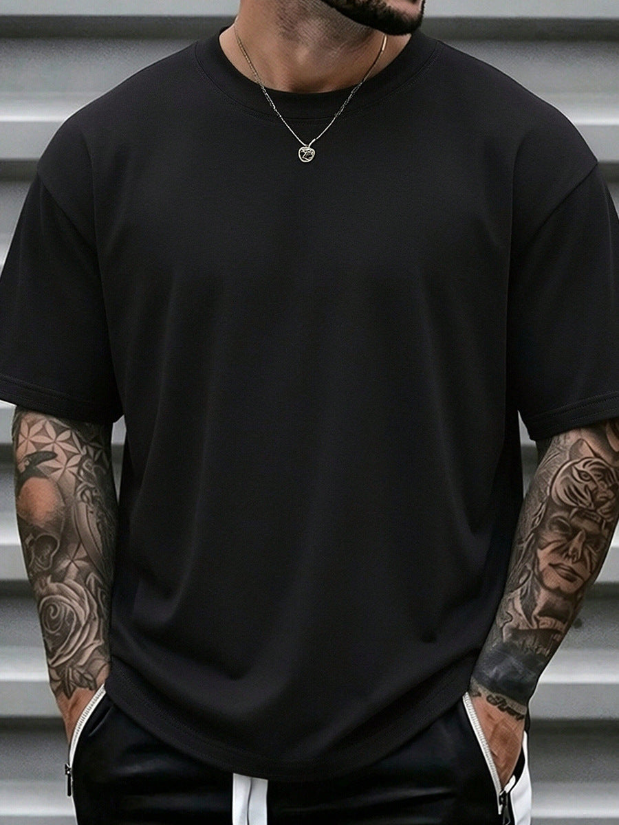 Men's Summer Solid Color Oversized Crew Neck Short Sleeve T-Shirt