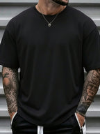 Men's Summer Solid Color Oversized Crew Neck Short Sleeve T-Shirt