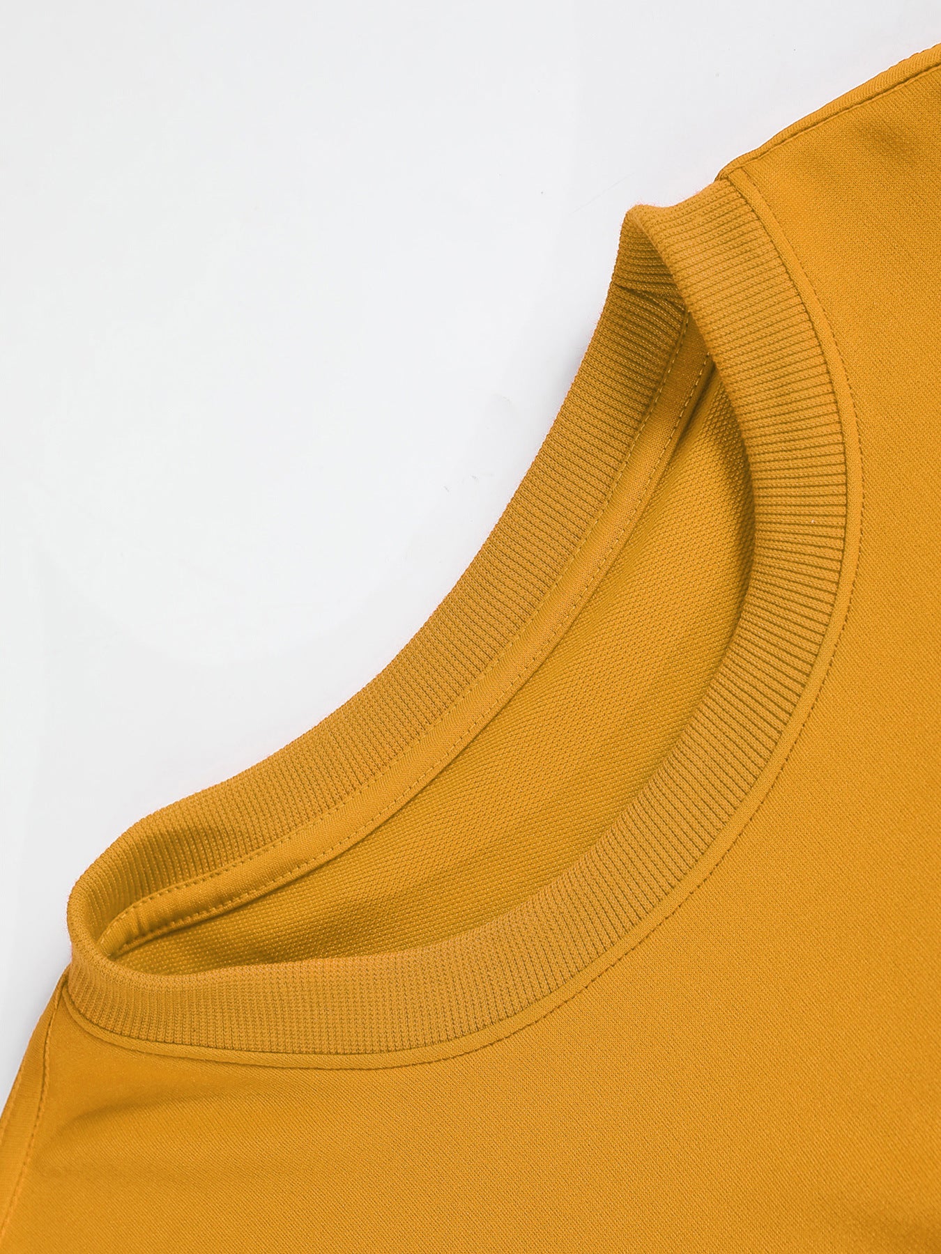 Men's Summer Ginger Yellow Solid Color Oversized Crew Neck Short Sleeve T-Shirt