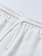 Men's Summer White Casual Long Sleeve Button-Up Shirt & Shorts 2-Piece Set