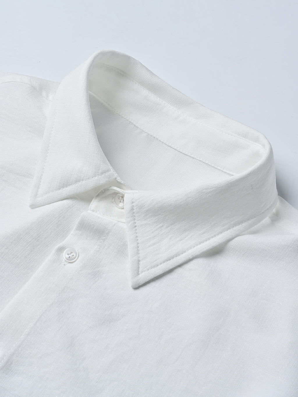 Men's Summer White Casual Long Sleeve Button-Up Shirt & Shorts 2-Piece Set