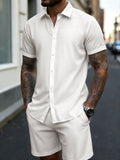 Men's Summer Short Sleeve Lapel Collar Shirt & Shorts 2-Piece Set