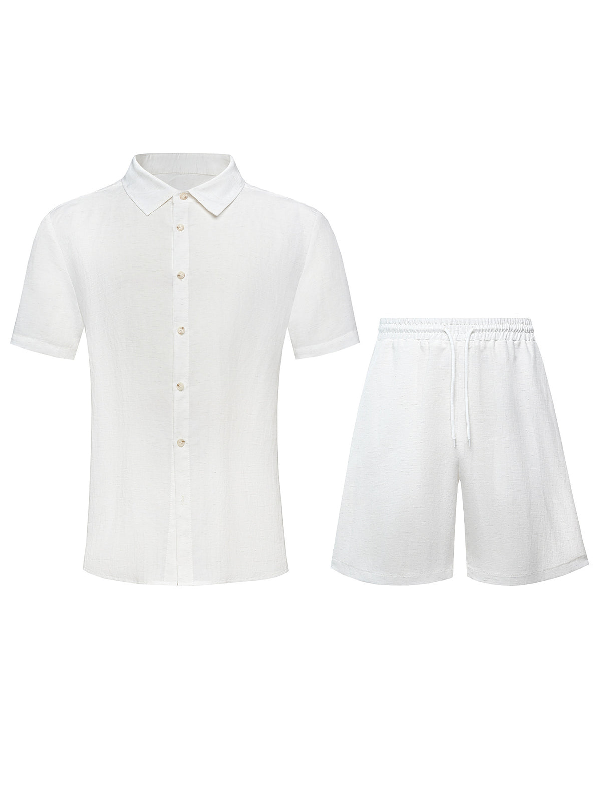 Men's Summer Short Sleeve Lapel Collar Shirt & Shorts 2-Piece Set