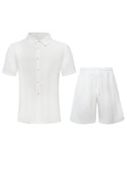 Men's Summer Short Sleeve Lapel Collar Shirt & Shorts 2-Piece Set
