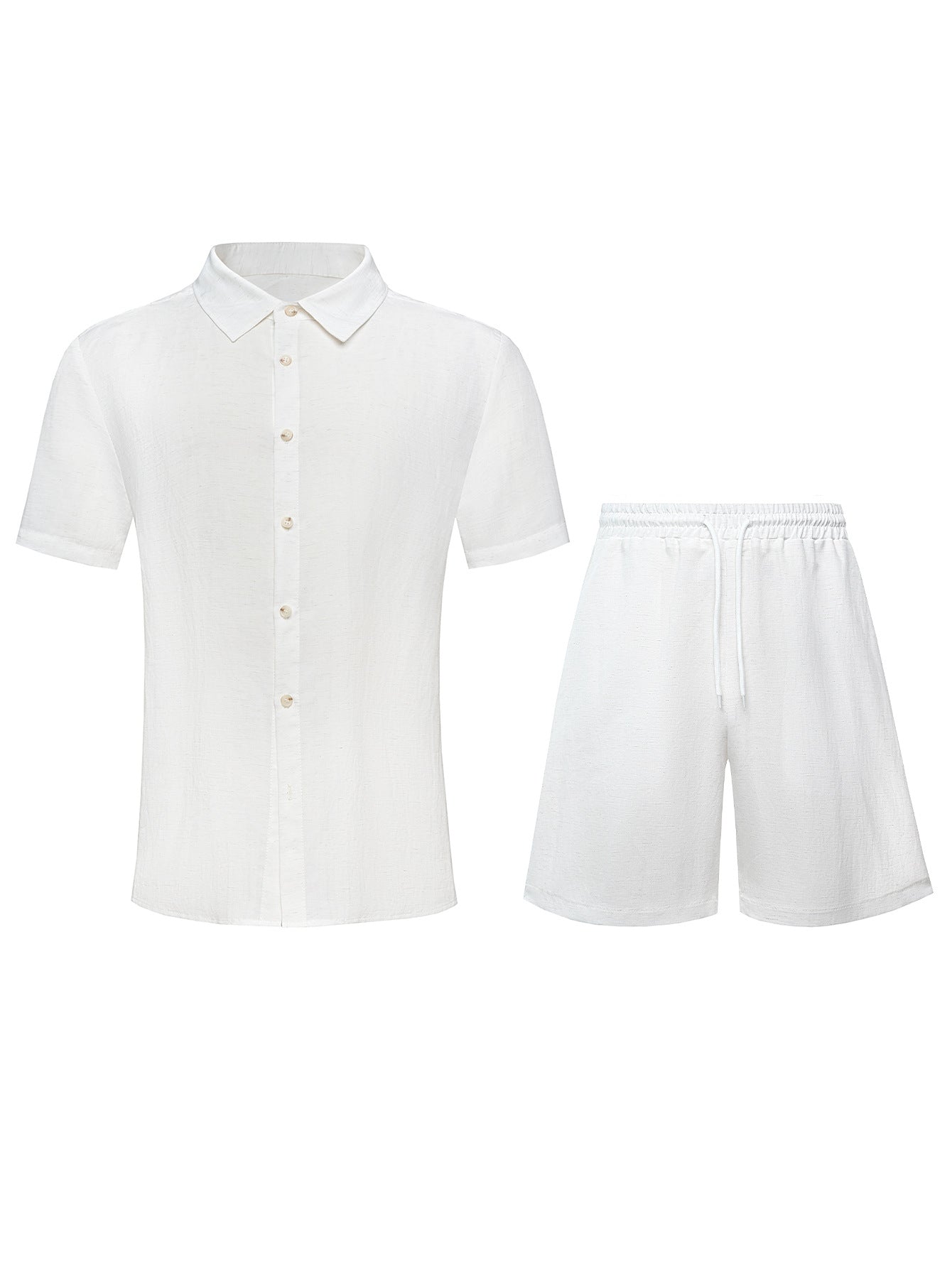 Men's Summer Short Sleeve Lapel Collar Shirt & Shorts 2-Piece Set