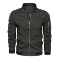 Men's Classic Zip-Up Bomber Jacket with Ribbed Trim & Arm Pocket