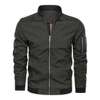 Men's Classic Zip-Up Bomber Jacket with Ribbed Trim & Arm Pocket
