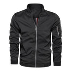 Men's Classic Zip-Up Bomber Jacket with Ribbed Trim & Arm Pocket