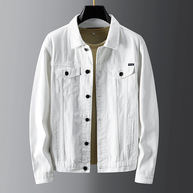 Men's Classic Denim Trucker Jacket with Button Closure & Chest Pockets