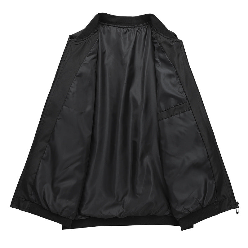 Men's Lightweight Nylon Bomber Jacket with Ribbed Trim & Sleeve Patch