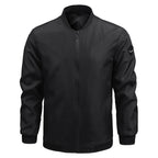 Men's Lightweight Nylon Bomber Jacket with Ribbed Trim & Sleeve Patch