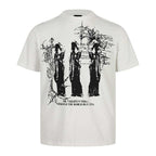 High Street Gothic Vintage Distressed Graphic Short Sleeve T-Shirt - Black/White (Three Silhouettes & Handwritten Text)