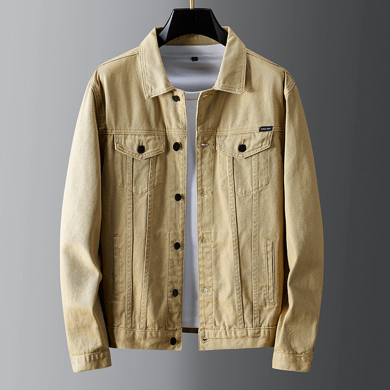 Men's Classic Denim Trucker Jacket with Button Closure & Chest Pockets