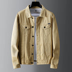 Men's Classic Denim Trucker Jacket with Button Closure & Chest Pockets