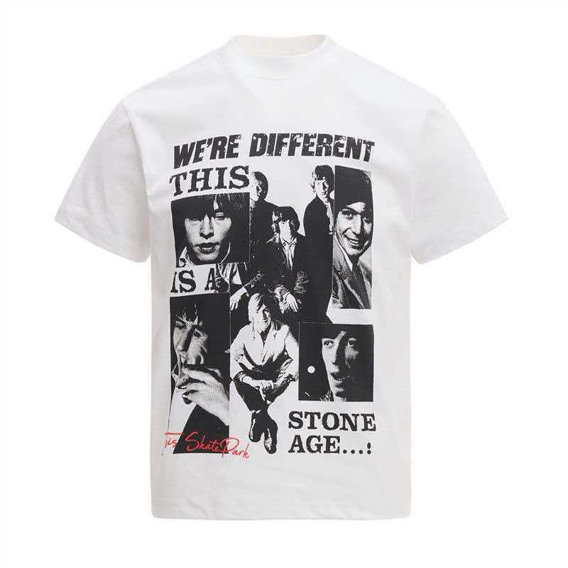 Vintage Rock Style Collage Portrait Graphic Short Sleeve T-Shirt