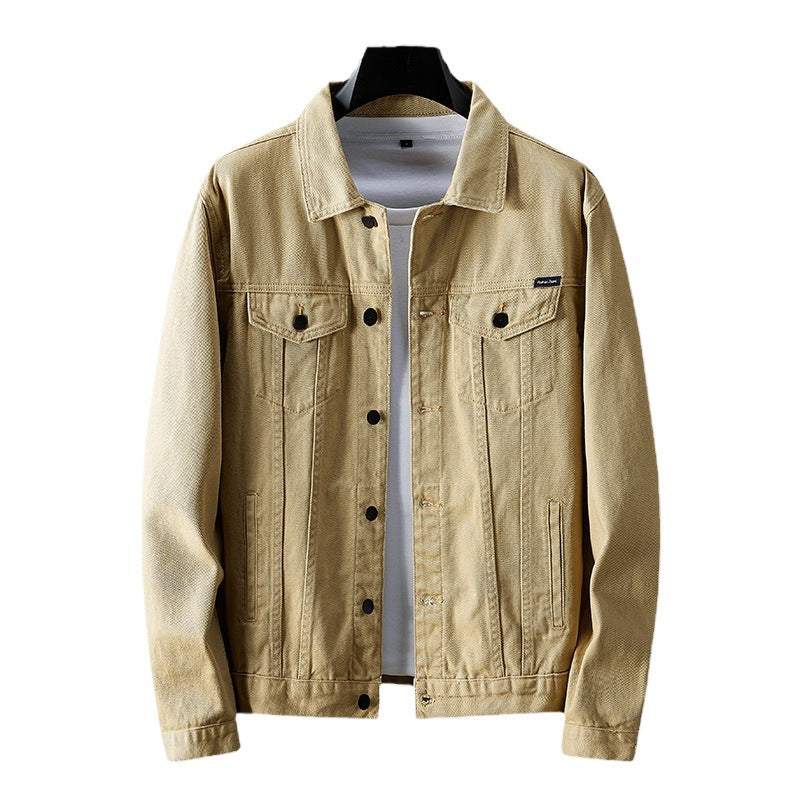 Men's Classic Denim Trucker Jacket with Button Closure & Chest Pockets