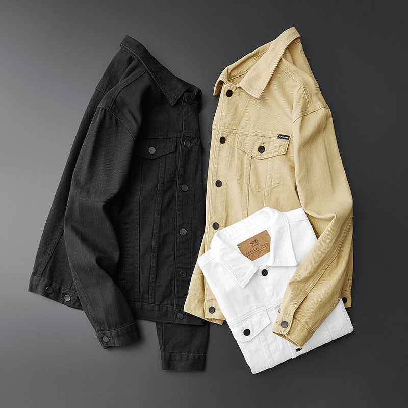 Men's Classic Denim Trucker Jacket with Button Closure & Chest Pockets