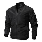 Men's Lightweight Nylon Bomber Jacket with Ribbed Trim & Sleeve Patch