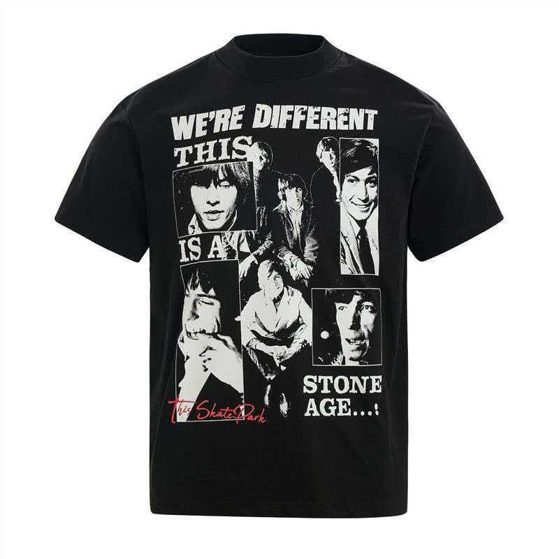 Vintage Rock Style Collage Portrait Graphic Short Sleeve T-Shirt